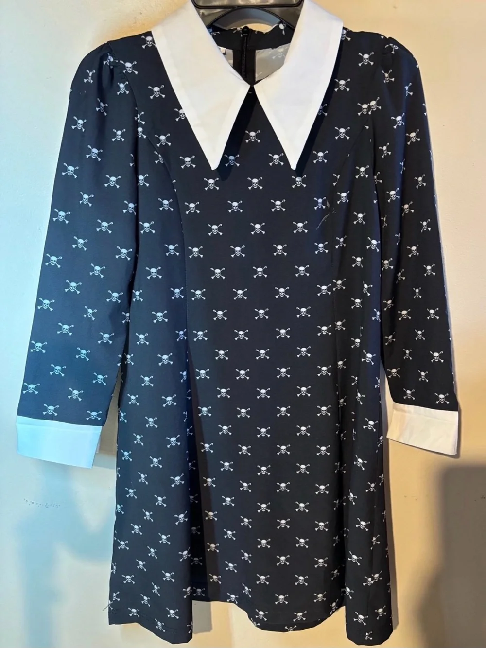 Girls Wednesday Addams Skull Print Halloween Costume Dress Size 8/10